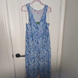 Lilly Pulitzer Paulina Jumpsuit XL Bennet Blue Let's Mango nwt